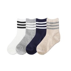 cozysocks 兒童學院風條紋中筒襪4件組