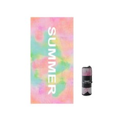 QURANG Across 超細纖維印花海洋沙灘巾 含網袋 80 x 160 cm, 粉紅色 SY02, 1個