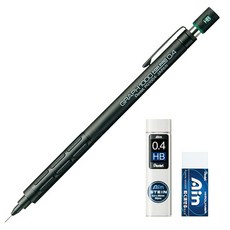 Pentel Graph 1000 FOR PRO Sharp 0.4mm PG1003 + AIN 0.4mm HB + AIN 橡皮擦套裝, 1套