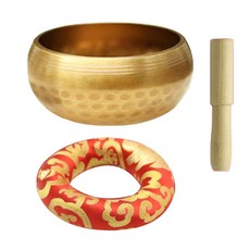 Trendy Cube 尼泊爾頌缽 + 演奏棒 + 底座套組, 金色, 1個