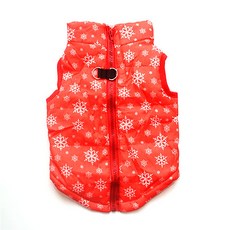 강아지 윈터 크리스마스 시리즈 패턴 패딩조끼, 레드눈송이, 1개