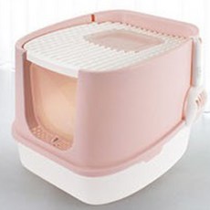 克林安全封閉式上掀蓋貓砂盆, 粉紅色, 1個