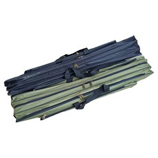 클린온 캔버스 삼중지퍼 낚싯대 가방, 카키 + 블랙