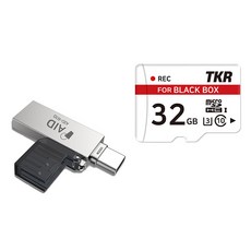 AID OTG讀卡器+行車紀錄器Micro SD卡 32GB, 銀（讀者）, 讀卡器 (AID-R10)、SD 卡 (TKMB-032G)