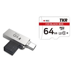 AID OTG讀卡器+行車紀錄器Micro SD卡 64GB, 銀（讀者）, 讀卡器 (AID-R10)、SD 卡 (TKMB-064G)