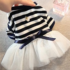 寵物莎啦啦公主風狗狗珍珠荷葉邊服飾, 藍色, 1個