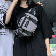 클린온 나일론 벨트 방수 크로스 힙색, 그레이