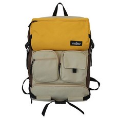 Clean On牛津拼色收納後背包, 黃色的