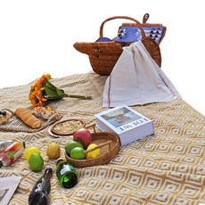 Momo 露營北歐風格便攜式防水野餐墊, 黃色