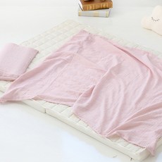 vivienda 雙層紗布毯+乳膠枕組, 粉色