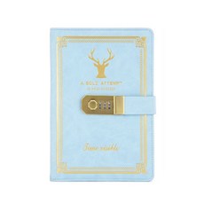 鹿角圖案帶鎖日記本, 天空藍