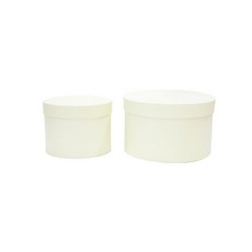 圓形盒 小 + 大 組合, 象牙白, 1套