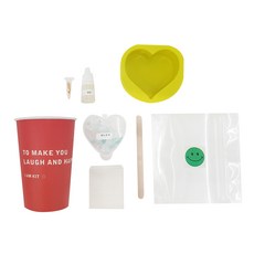 手工香皂DIY組 愛心寶石香皂, 薄荷+心模，隨機發貨（紙杯、信封、貼紙）