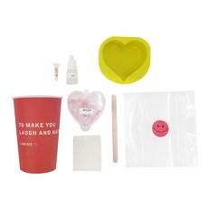 手工香皂DIY組 愛心寶石香皂, 粉色+心模，隨機發貨（紙杯、信封、貼紙）