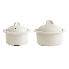 ERATO 北歐風陶瓷不沾砂鍋 2件組, 燕麥白, 迷你湯鍋+中型湯鍋