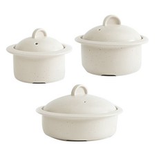 ERATO 北歐風陶瓷不沾砂鍋 3件組, 燕麥白, 迷你湯鍋+中型湯鍋+燉鍋