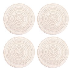 Livium 棉線餐墊 4入組 Rv-72135, 象牙白, 直徑36公分, 4個