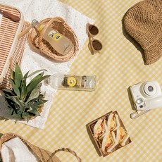 juho DECO 方格野餐墊+環保袋, 黃色的