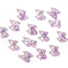 알리다 곰돌이 네일 파츠 30p, 퍼플, 1개