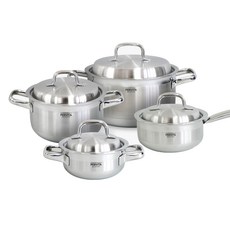 PERVITA IH感應爐適用5層不鏽鋼鍋具組, 銀色, 單柄鍋 16cm+雙耳鍋 16cm+雙耳鍋 20cm+雙耳鍋 24cm