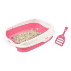 Clean On 貓用半封閉平面型貓砂盆 + 貓砂鏟, 粉紅色, 1個