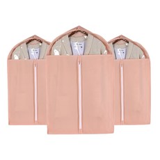 衣物用防塵不織布衣套 長外套用 粉紅色, 3個, 1件