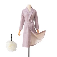 高級浴袍 L + 淋浴球套組 YP53, 3型（浴袍），白色（淋浴球）, 1套