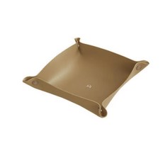 Hanttam工作室 鈕扣方形皮革托盤, 米色