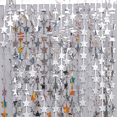 JOYPARTY 銀箔星星派對門簾 3入, 銀色, 1個