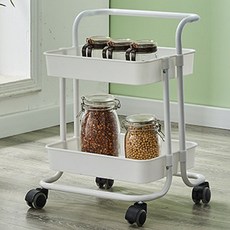 마음이음마켓 파스텔 핸드 트롤리, 화이트, 2단