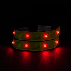 3M Scotchlite Salzmann 3M 夜間反光 LED 燈臂腿帶 2入, 霓虹黃, 2個