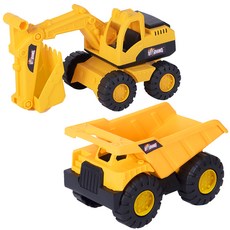 Buchuca Rhino 沙玩大叉吊+自卸車重型裝備玩具套裝, 黃色 + 黑色