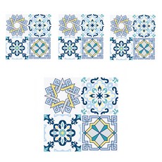 타일 벽지 스티커 4p, 4분할 블루