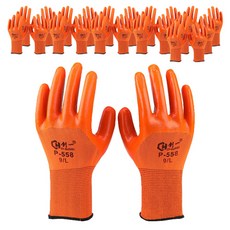 工作用塗層手套 L D135, 橘子, 12套
