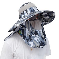 男款登山釣魚草帽 M21-09, 迷彩灰皮