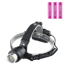 미나티 XHP90 충전식 해루질 낚시 LED 헤드랜턴 + 배터리 3000mAh 세트 J98, 블랙, 1세트