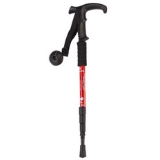 Breview 3段 T型握把 登山杖 AA-065, 紅色