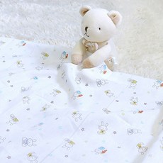 오즈맘 유아용 목욕타올 순면 거즈 블랭킷 2p, 북유럽 래빗