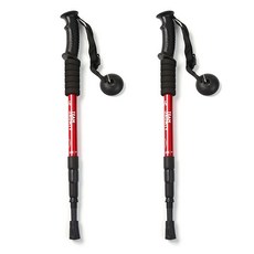 ANsisters 4段I型登山杖2入組, 紅色的