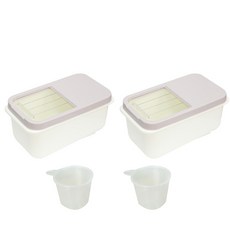 雜糧米桶 10kg 2入+量杯 2入組, 灰色