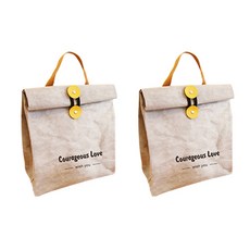 牛皮紙防水保溫午餐袋 2入, 灰色