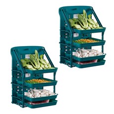 Selection折疊式食材準備多功能托盤 4層 2入, 綠色