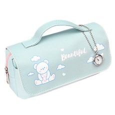 Beautiful Day鐵粉熊熊手提大化妝包, 藍色, 1個
