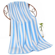 Z 條紋柔軟海灘巾 300g 大型 70 x 140 cm, B藍色, 1個