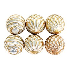 Dow F&G 聖誕圖案球 6入, 金色, 6個