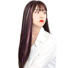 GABAL WITH 按扣夾亮粉接髮片 挑染髮片, 混色, 3個