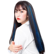 GABAL WITH 按扣夾亮粉接髮片 挑染髮片, 藍色, 3個