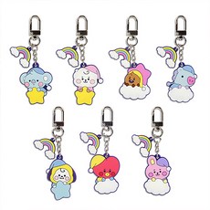 monopoly Bt21造型矽膠鑰匙圈 7入組, 混色, 1組