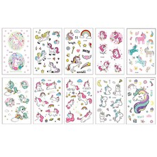 獨角獸圖案紋身貼紙, 隨機發貨, 10個