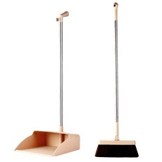 Bean Offhouse家用塑料軟不銹鋼一體式掃帚套組米色, 1套